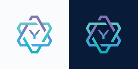 Poster - technology logo letter Y with hexagon circuit line style for digital, data, connection
