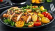 © logitech - Grilled chicken breast with roasted vegetables on a plate