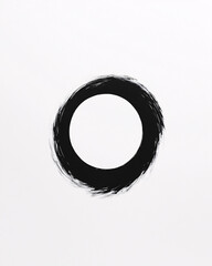 Wall Mural - Black Zen Circle Brush Stroke on White Background Tranquility Symbol