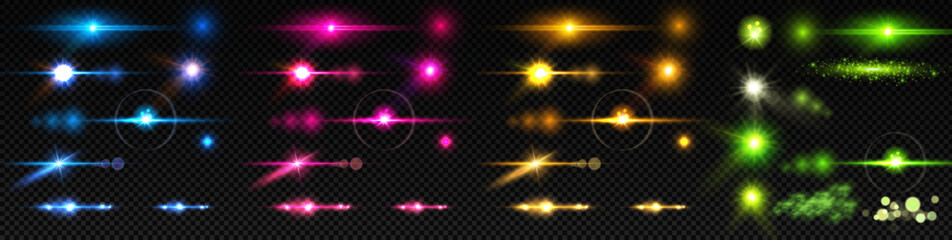 Wall Mural - realistic lens flare elements collection. light effect transparent design. vector illustration