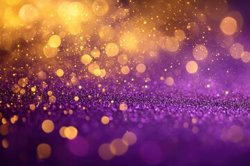 Wall Mural - holiday theme featuring purple and gold bokeh particles on a vibrant abstract background.