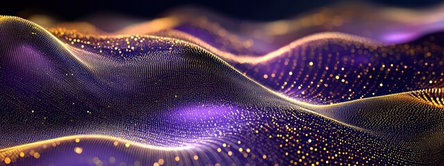 Wall Mural - glittering purple and gold particles create an abstract backdrop.