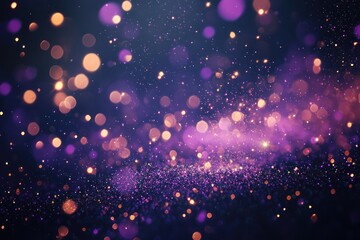 Wall Mural - dark abstract backdrop adorned with purple sparkle particles, elegant festive vibe.