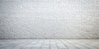 © Arnada - White Brick Wall & Grey Paving Stone Floor - Architectural Texture Background