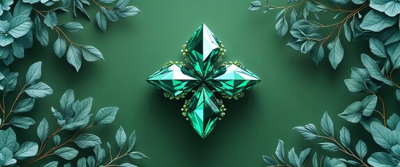 Poster - alexandrite pattern on green plain background digital abstract art work illustration design
