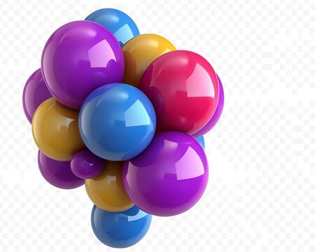 Colorful spheres cluster, abstract background