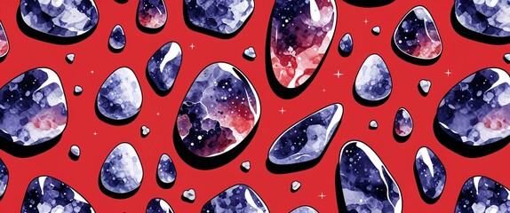Poster - moonstone pattern on red plain background digital abstract art work illustration design