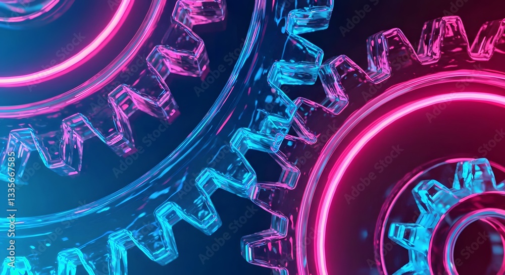 technology and updates, gear floating against a gradient background ...