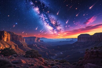 Wall Mural - stunning night sky wallpaper featuring celestial landscapes vibrant meteor showers and expansive sta