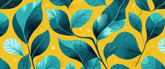Aufkleber - aquamarine pattern on yellow plain background digital abstract art work illustration design