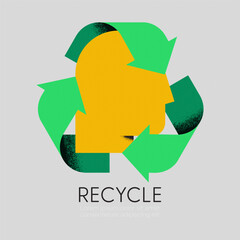 Aufkleber - Recycling symbol. Think green. The concept of sustainable development for business, ecology and environment protection. Flat vector illustration.