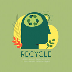 Aufkleber - Recycling symbol. Think green. The concept of sustainable development for business, ecology and environment protection. Flat vector illustration.