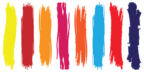 Poster - Set of colorful brush strokes, lines, Brush stain or permanent marker pen stroke set. Select the brush lines. Marker color stroke, Vector- eps 10