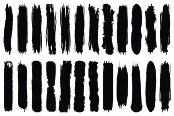 Poster - Black set paint, ink brush, brush strokes, brushes, lines, frames, box, grungy. Grungy brushes collection. Brush stroke paint boxes on white background -Vector-eps 10