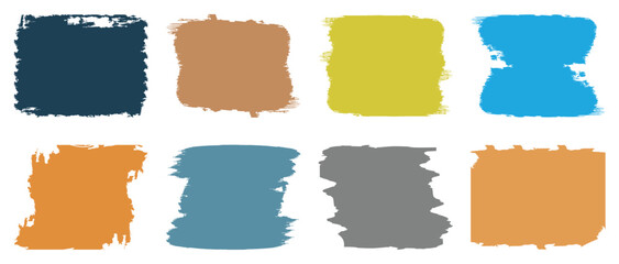 Poster - Rectangle Brush stroke, ink paint brush, grunge box. Colorful square shapes with brush borders on white background. Vintage grunge boxes, text, banner, sticker, poster design.  Vector- eps 10