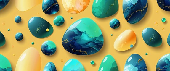 Poster - opal pattern on yellow plain background digital abstract art work illustration design