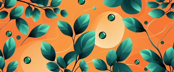 Aufkleber - peridot pattern on orange plain background digital abstract art work illustration design