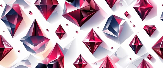 Poster - ruby pattern on white plain background digital abstract art work illustration design