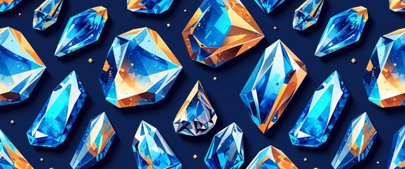 Poster - topaz pattern on blue plain background digital abstract art work illustration design