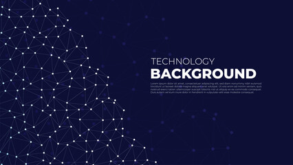 Fototapete - Global network connection background. Global communication banner with connected network lines and dots. Big data visualization. Internet technology