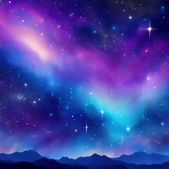 Wall Mural - beautiful fantasy starry night sky, blue and purple colorful, galaxy and aurora 4k wallpaper. cosmic