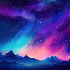 Wall Mural - beautiful fantasy starry night sky, blue and purple colorful, galaxy and aurora 4k wallpaper. cosmic