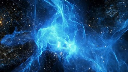 Vibrant blue cosmic energy swirling through the depths of outer space at a distant galaxy