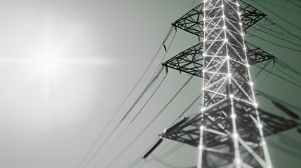 Poster - power transmission pylon in sunlight: a sturdy power transmission pylon towers against a sunlit sky,