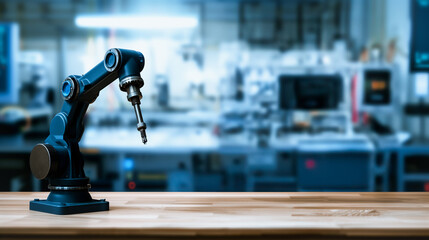 Poster - Robotic Arm in Modern Factory: A close-up shot of a robotic arm showcases precision engineering and advanced automation within a modern factory.