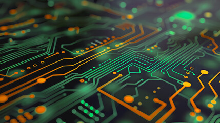 Poster - circuit board innovation: a dynamic close-up of a complex circuit board, showcasing intricate pathwa