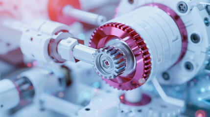 Poster - Robotic Precision: A close-up shot of a robotic arm's intricate mechanical components, revealing the precision engineering of modern technology and the seamless integration of its moving parts.