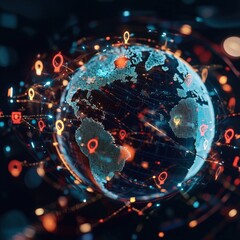 Poster - A 3D globe surrounded by floating safety symbols