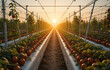 © nanang - Tomatoes ripening on hanging stalk in greenhouse