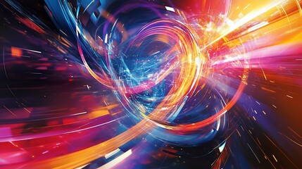 Aufkleber - Vibrant abstract digital art with swirling lines and dynamic light effects
