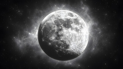 Wall Mural - lunar majesty: witness the moon in striking detail, a celestial orb against a cosmic backdrop, enhan