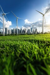 Poster - A futuristic landscape showing clean energy integration in urban areas