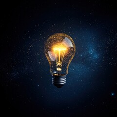 Poster - A galaxy where stars form the shape of a glowing light bulb, symbolizing universal creativity