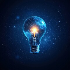 Poster - A galaxy where stars form the shape of a glowing light bulb, symbolizing universal creativity