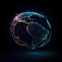 Poster - A glowing abstract shape of Earth, symbolizing recovery and regrowth
