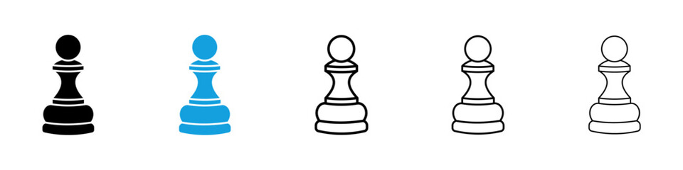 Wall Mural - chess pawn icons vector illustrations in black and blue colors for web and ui designs