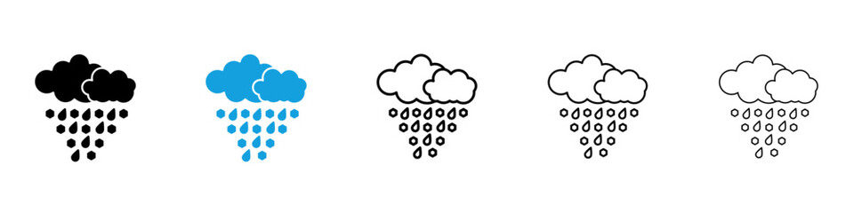 Wall Mural - cloud hail icons vector illustrations in black and blue colors for web and ui designs