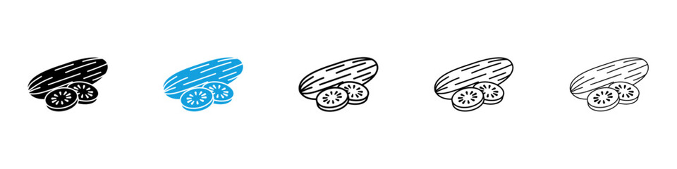 Wall Mural - cucumber icons vector illustrations in black and blue colors for web and ui designs