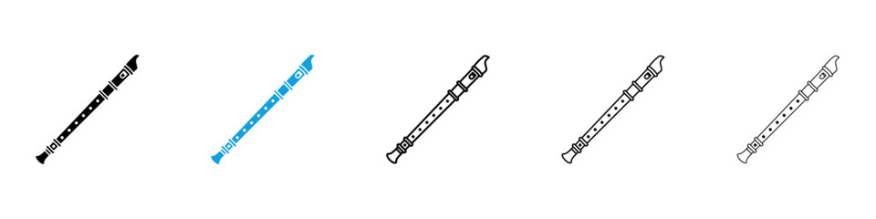 Wall Mural - flute icons vector illustrations in black and blue colors for web and ui designs