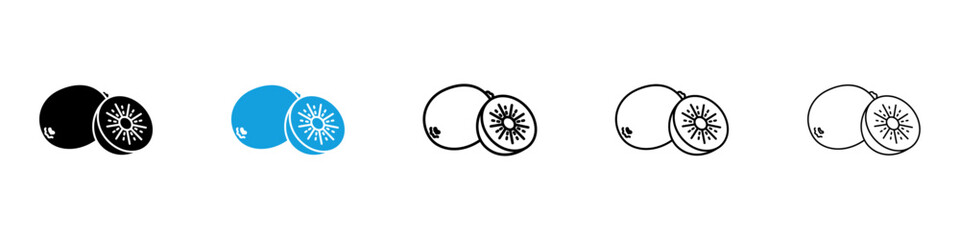 Wall Mural - kiwi icons vector illustrations in black and blue colors for web and ui designs
