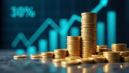 Aufkleber - a stack of golden coins symbolizing financial growth and investment