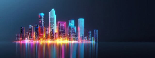 Poster - A glowing neon city built on sustainability principles