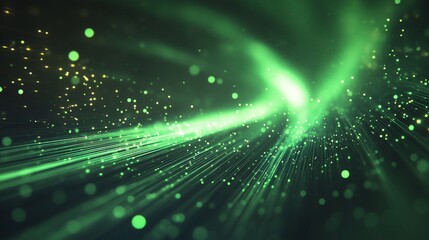Poster - Radiant emerald illumination, captivating lines and bokeh abstract backdrop