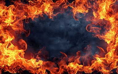 Poster - Basketball fire background with bright flames and dark texture.