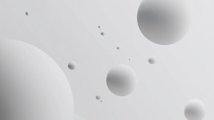 Wall Mural - abstract spheres floating in a light gray space