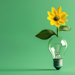 Poster - A light bulb forming the stem of a flower, representing nature-powered ideas